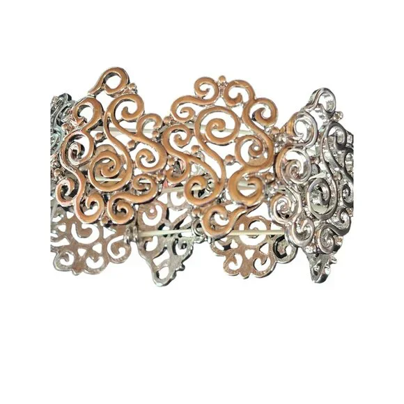 Silver Filigree Stretch Bracelet - Picture 1 of 5